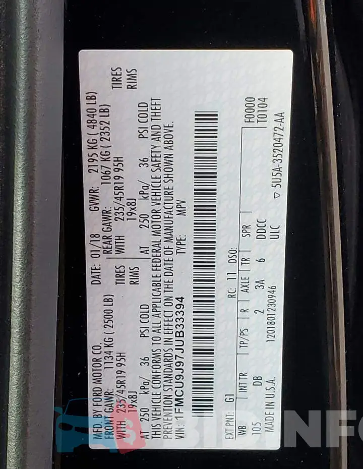 1FMCU9J97JUB33394 Photo# 13