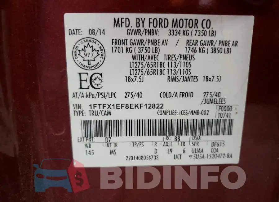 1FTFX1EF8EKF12822 Photo# 10