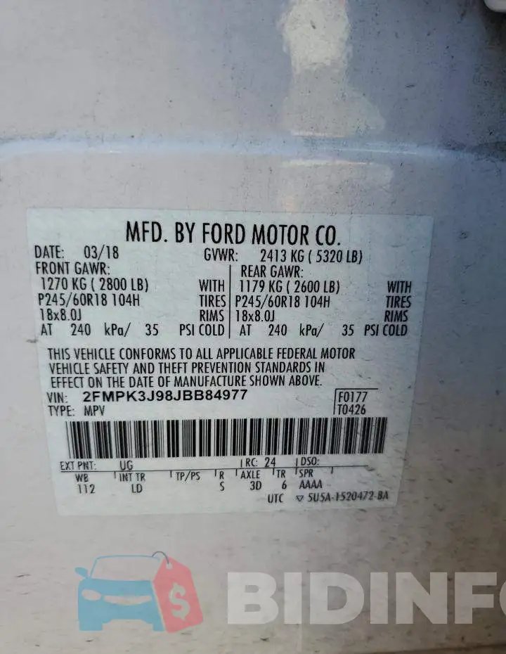 2FMPK3J98JBB84977 Photo# 12