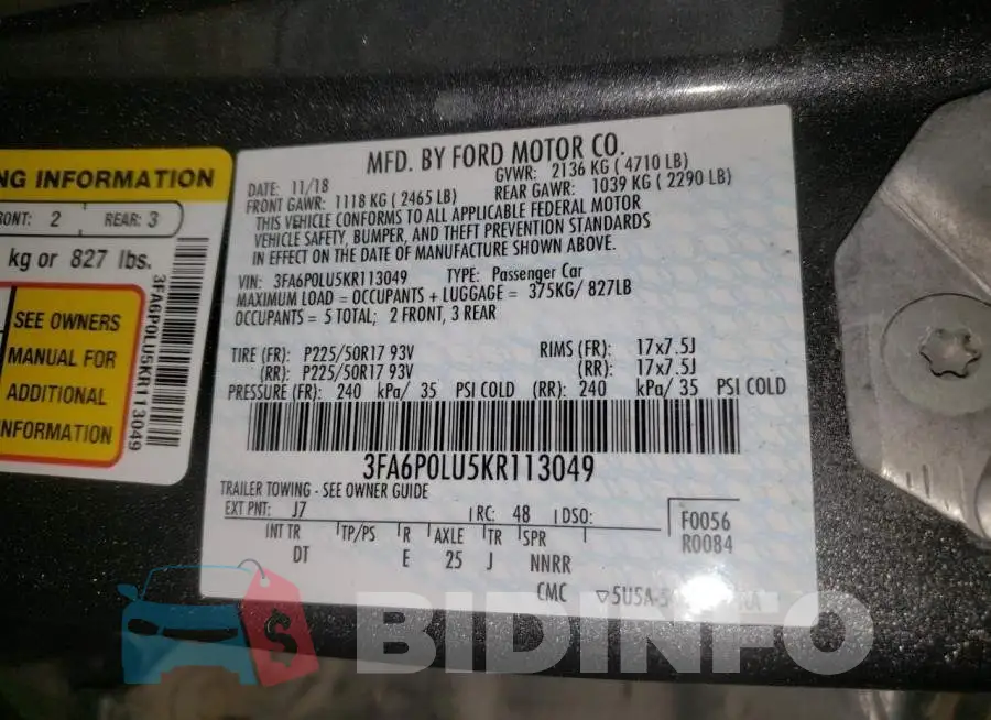 3FA6P0LU5KR113049 Photo# 12
