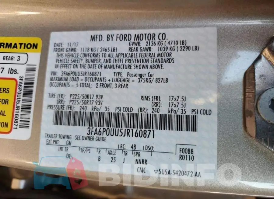 3FA6P0UU5JR160871 Photo# 12