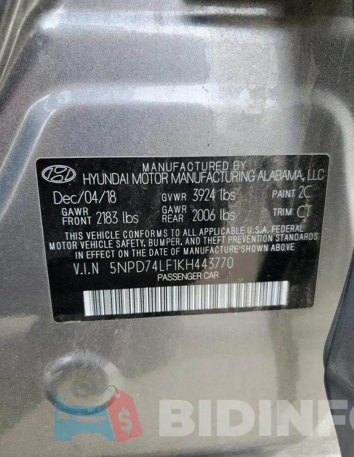 5NPD74LF1KH443770 Photo# 12