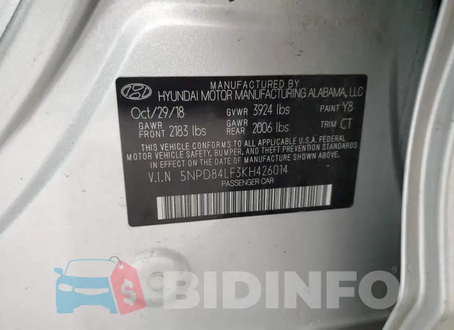 5NPD84LF3KH426014 Photo# 12