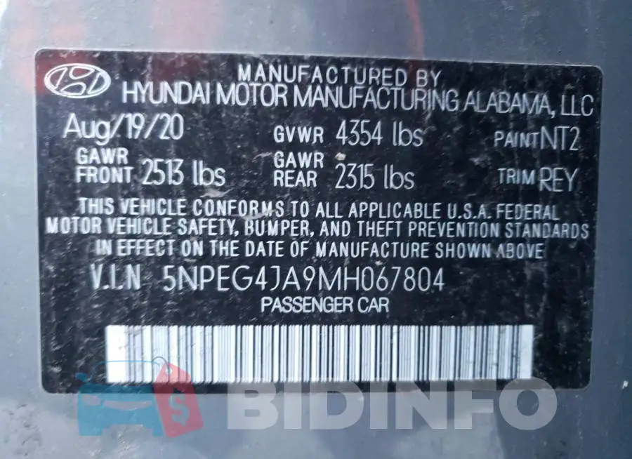 5NPEG4JA9MH067804 Photo# 12