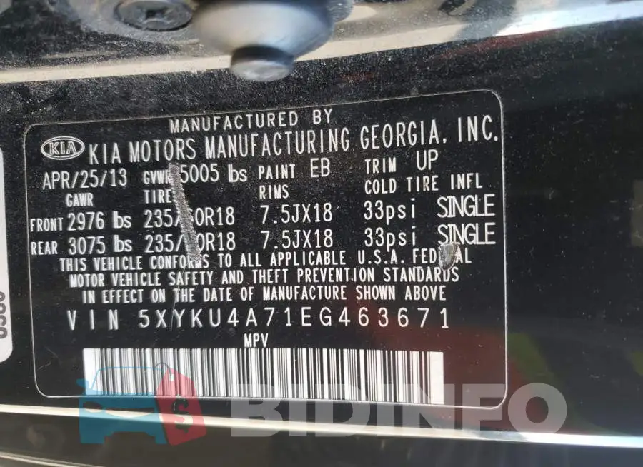 5XYKU4A71EG463671 Photo# 13