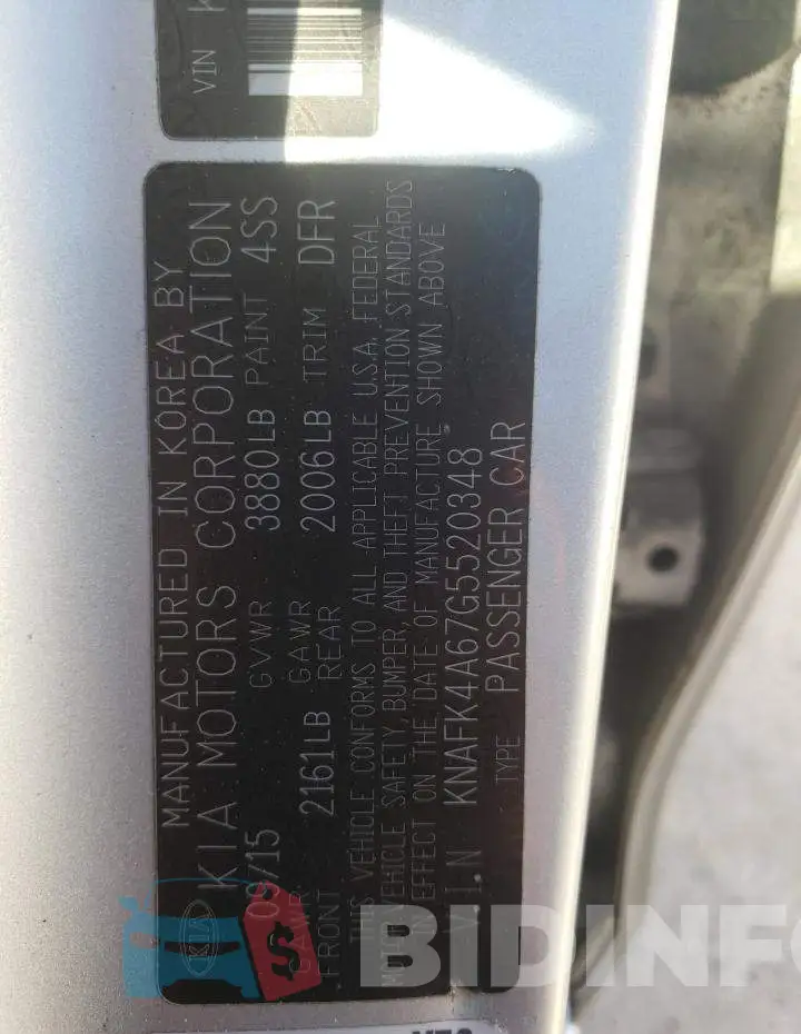 KNAFK4A67G5520348 Photo# 12
