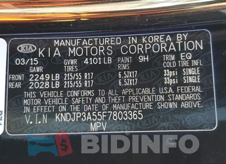 KNDJP3A55F7803365 Photo# 12