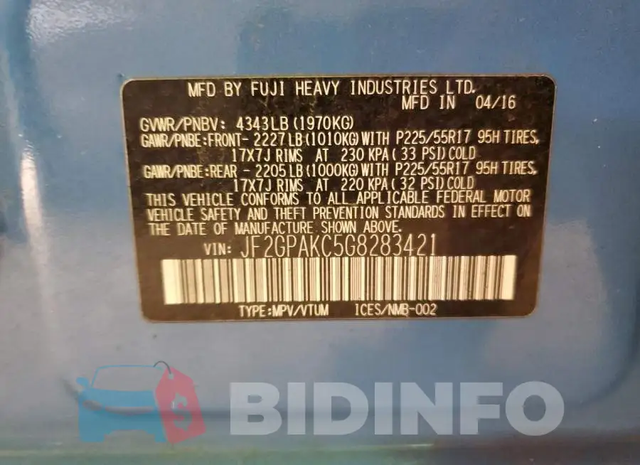 JF2GPAKC5G8283421 Photo# 14