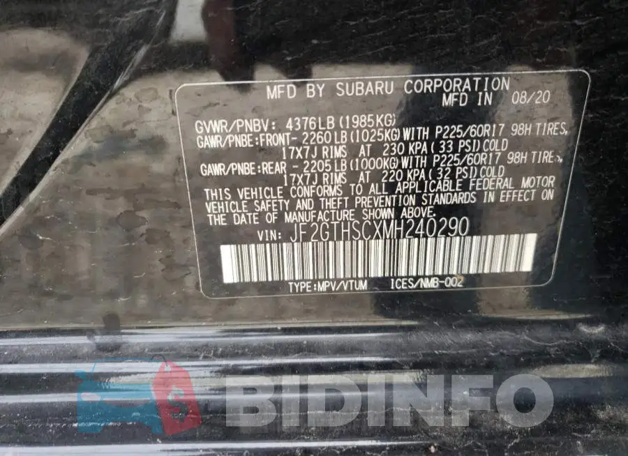 JF2GTHSCXMH240290 Photo# 14