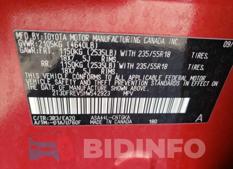 2T3DFREV5HW542923 Photo# 14