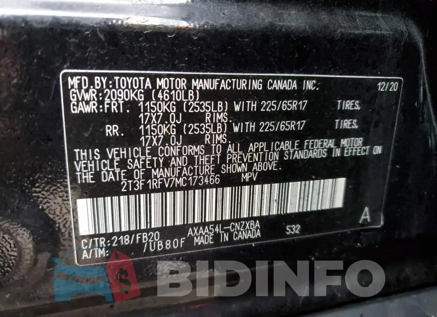2T3F1RFV7MC173466 Photo# 14