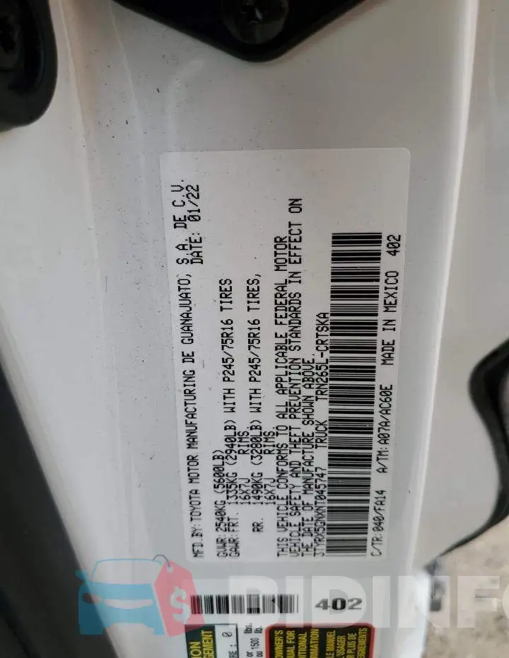 3TYRX5GNXNT045747 Photo# 13
