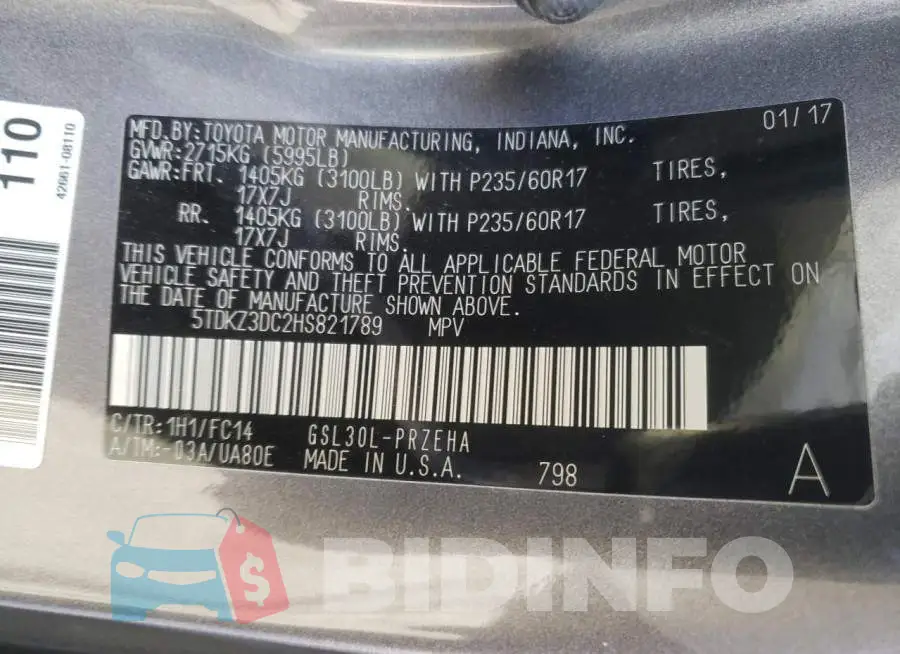 5TDKZ3DC2HS821789 Photo# 13