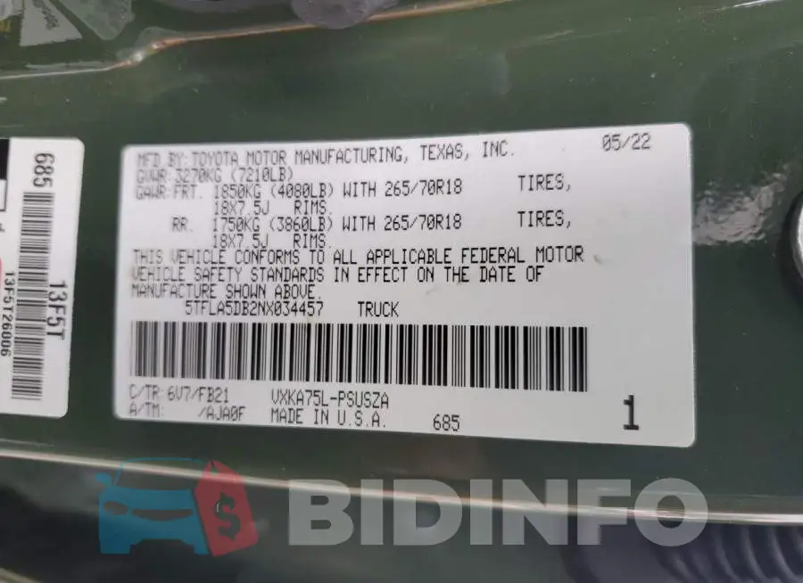 5TFLA5DB2NX034457 Photo# 12