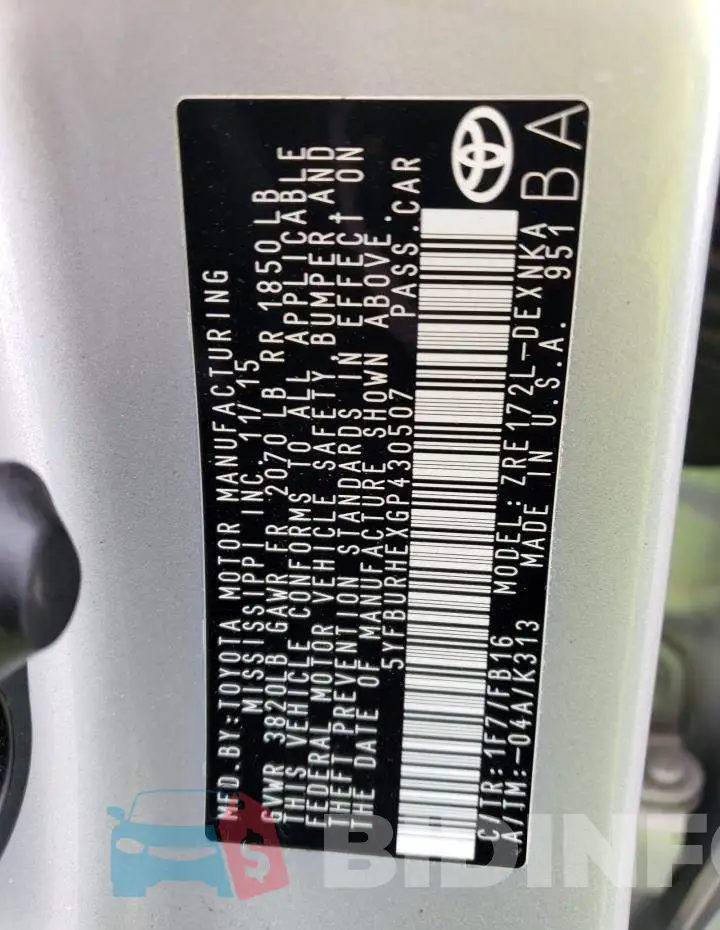 5YFBURHEXGP430507 Photo# 12
