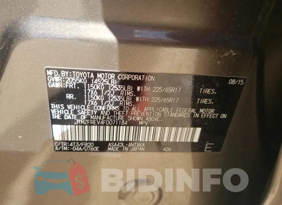 JTMZFREV4FD071184 Photo# 10