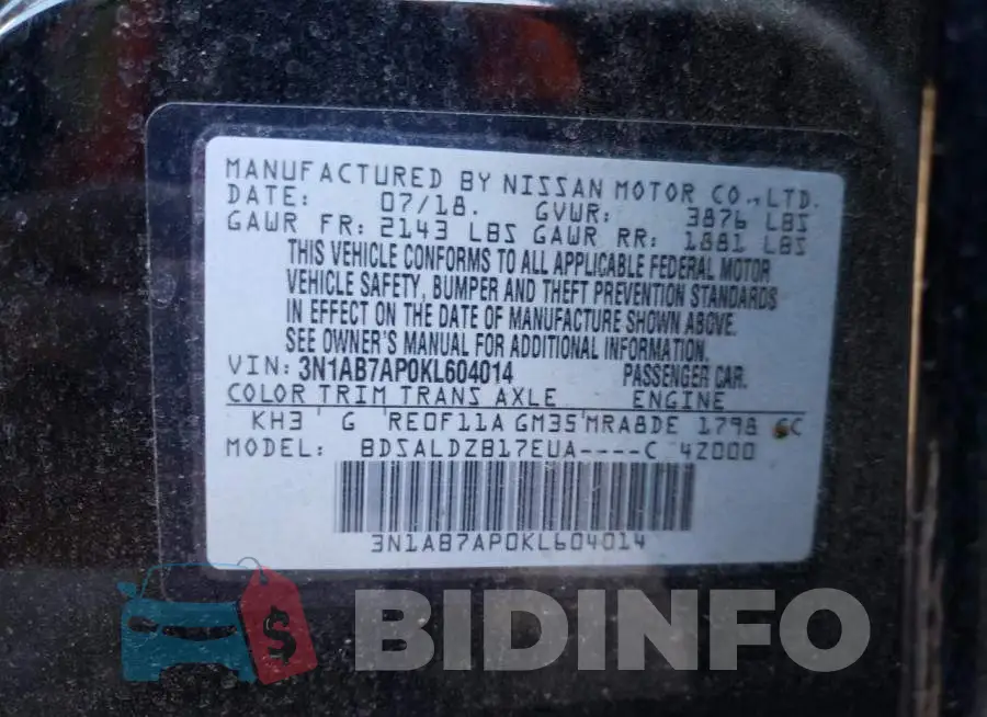 3N1AB7AP0KL604014 Photo# 10