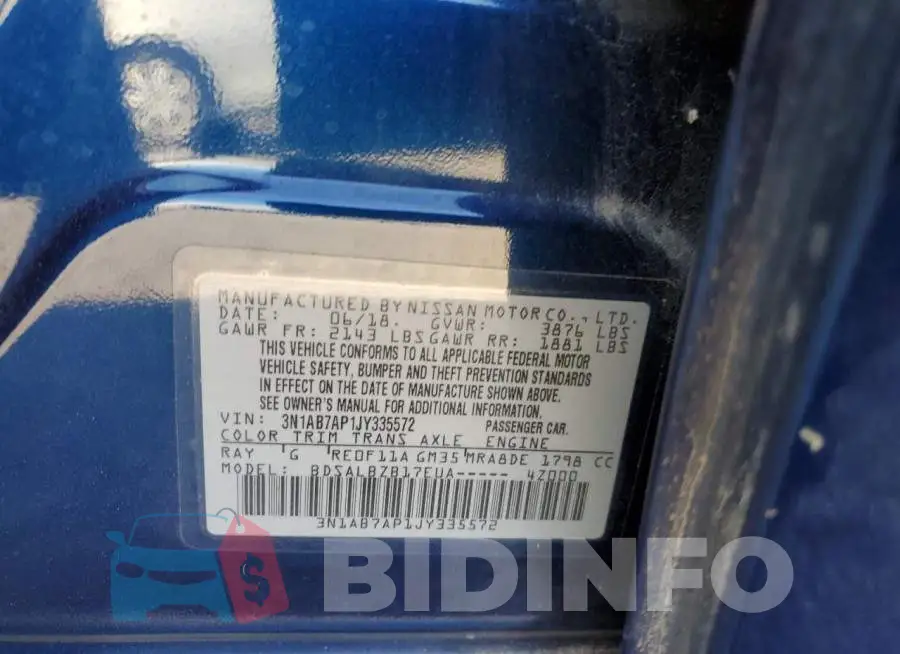 3N1AB7AP1JY335572 Photo# 12