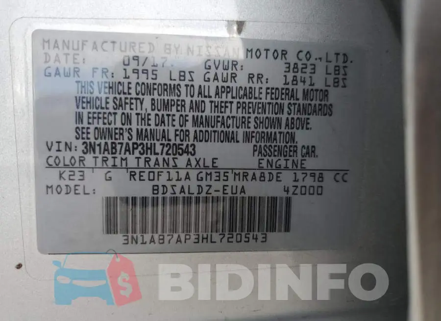 3N1AB7AP3HL720543 Photo# 12