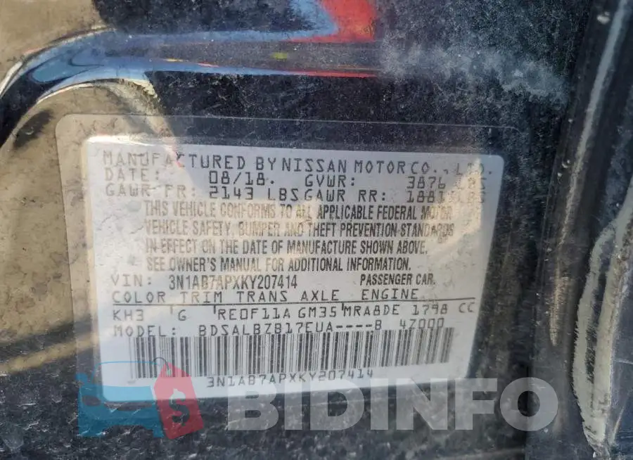 3N1AB7APXKY207414 Photo# 12