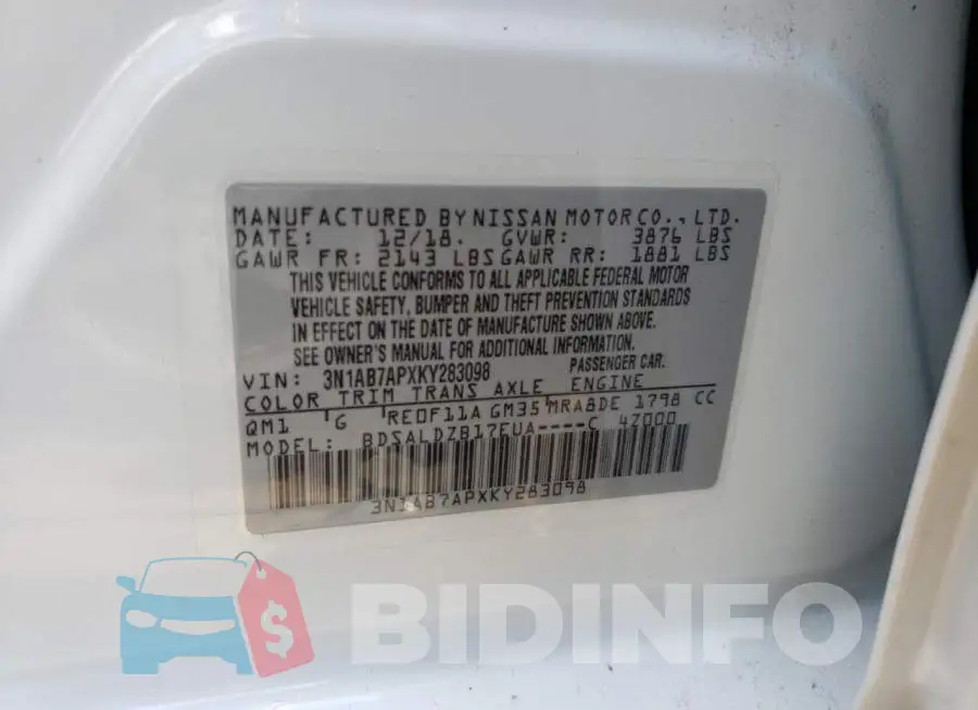 3N1AB7APXKY283098 Photo# 10