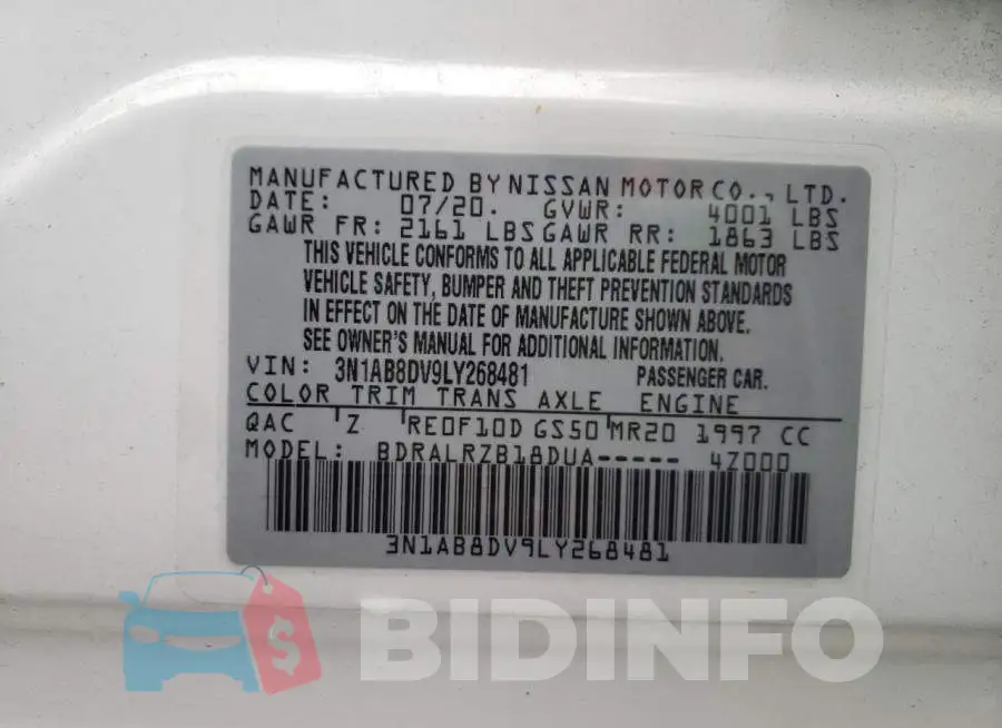 3N1AB8DV9LY268481 Photo# 12