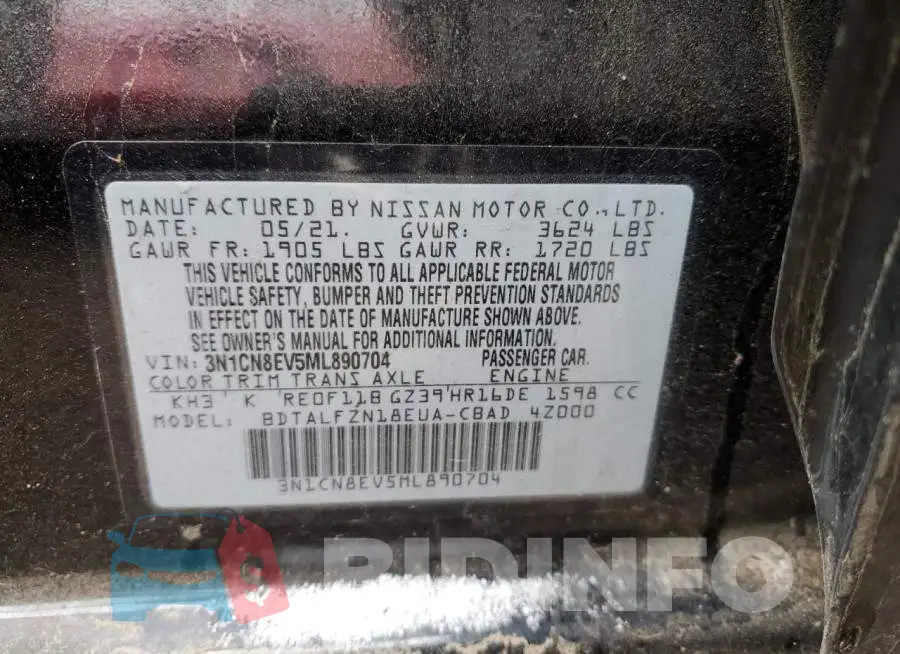 3N1CN8EV5ML890704 Photo# 12