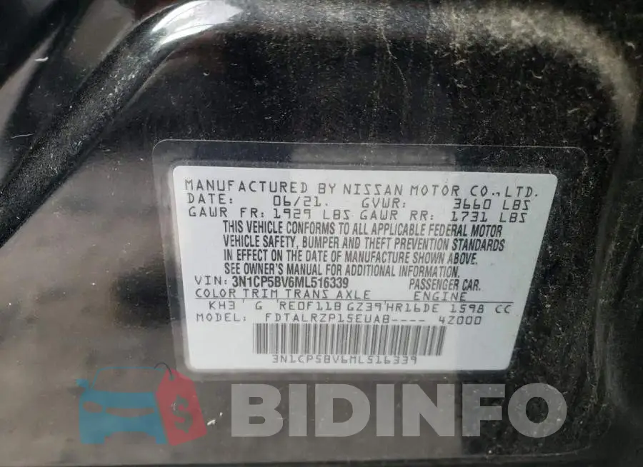 3N1CP5BV6ML516339 Photo# 13