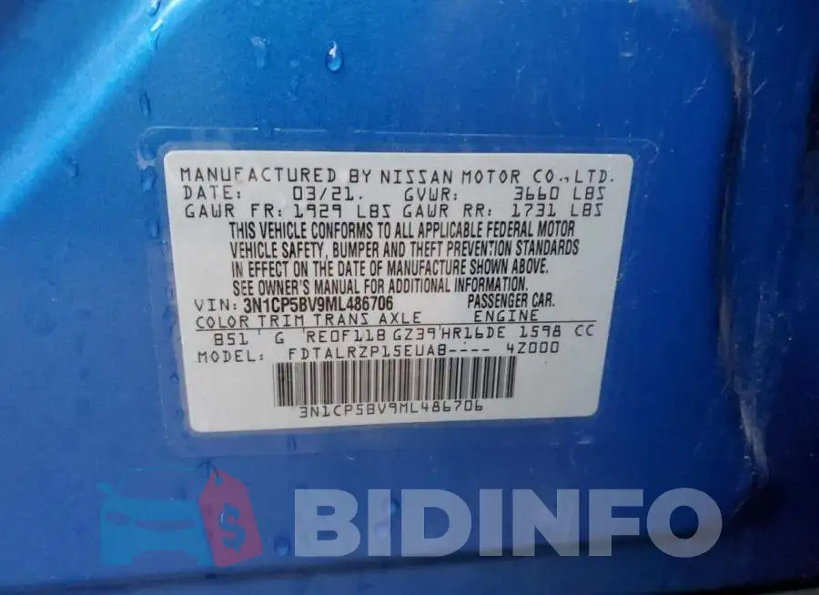 3N1CP5BV9ML486706 Photo# 13