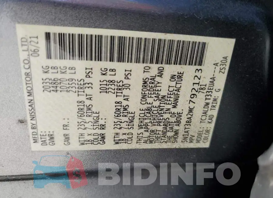 5N1AT3BA2MC792123 Photo# 13