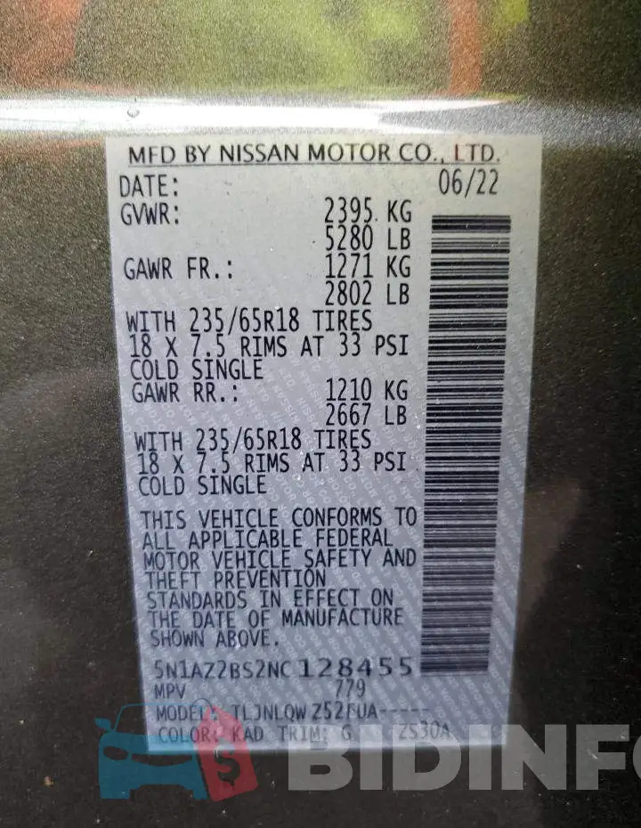 5N1AZ2BS2NC128455 Photo# 13