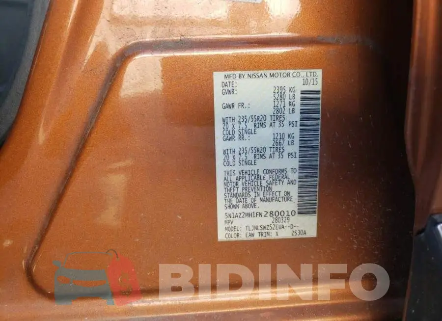 5N1AZ2MH1FN280010 Photo# 10