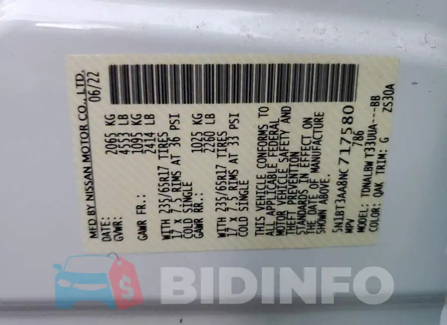 5N1BT3AA8NC717580 Photo# 13