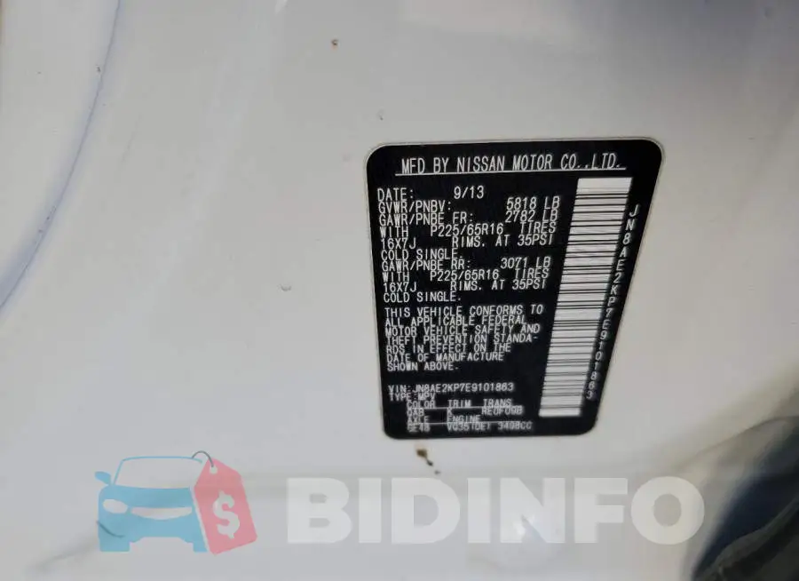 JN8AE2KP7E9101863 Photo# 13