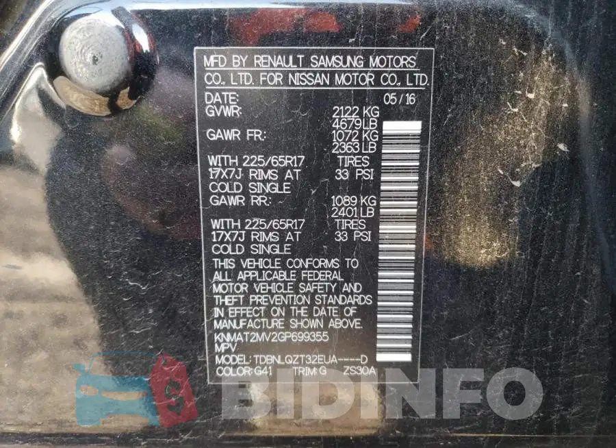KNMAT2MV2GP699355 Photo# 14