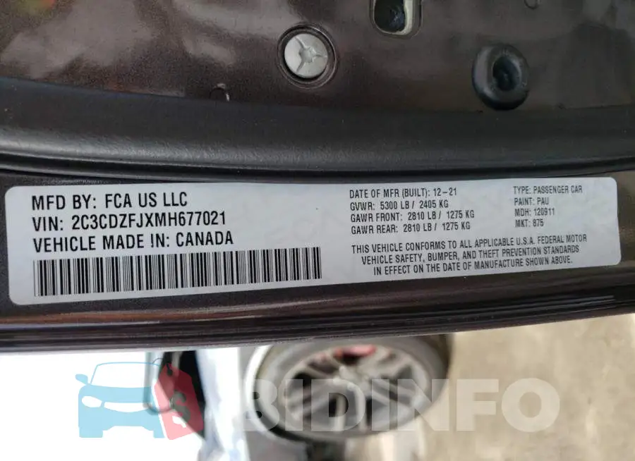 2C3CDZFJXMH677021 Photo# 10