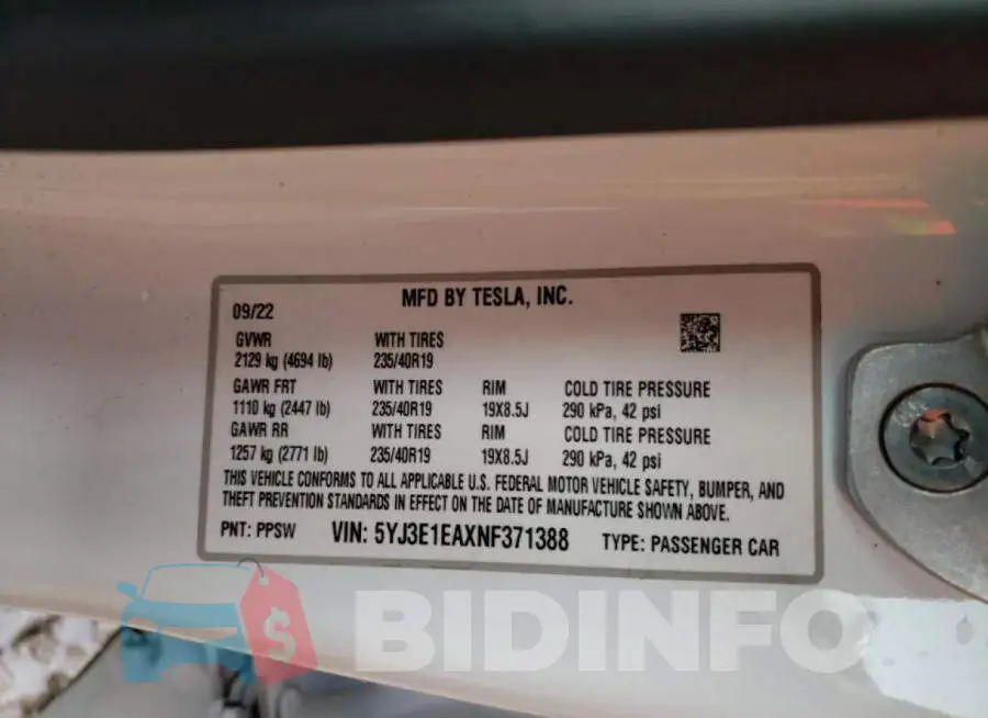 5YJ3E1EAXNF371388 Photo# 12