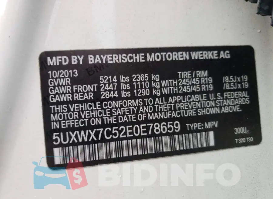 5UXWX7C52E0E78659 Photo# 10