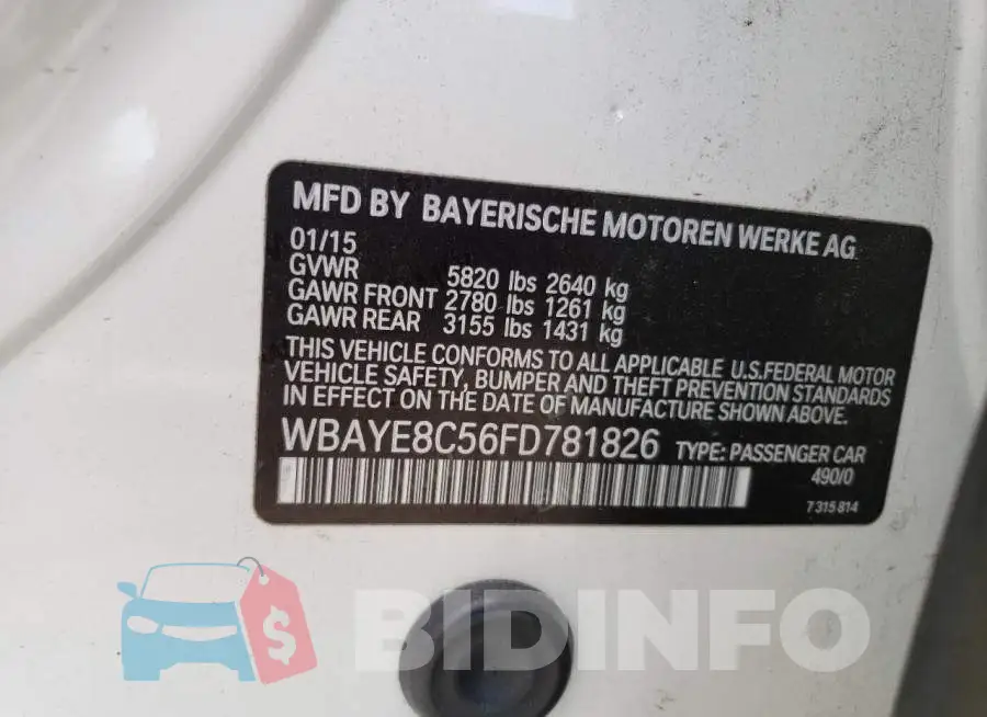 WBAYE8C56FD781826 Photo# 13