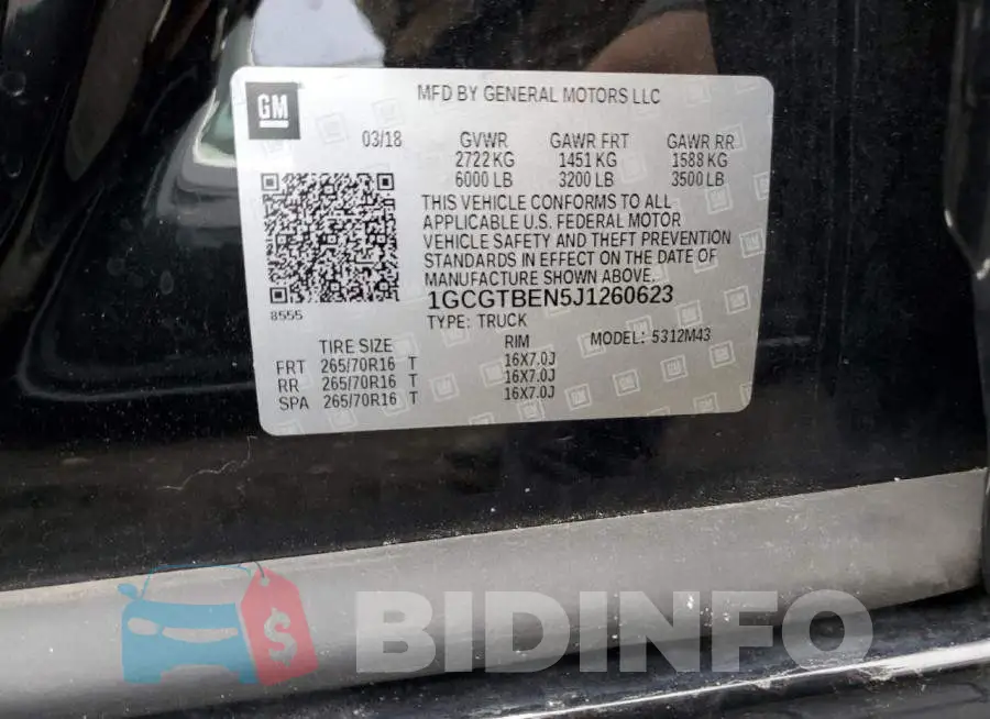 1GCGTBEN5J1260623 Photo# 12