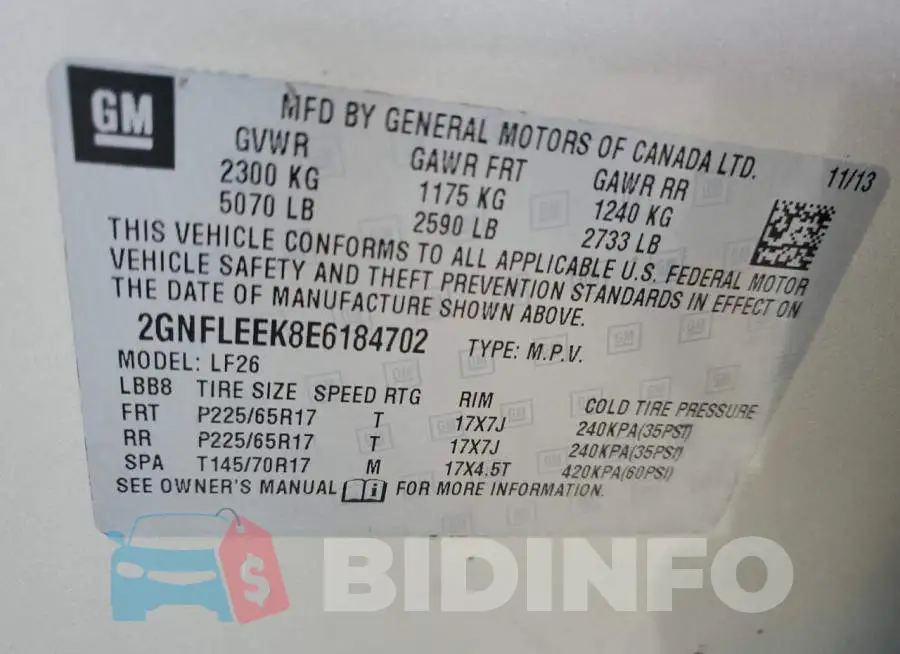 2GNFLEEK8E6184702 Photo# 13