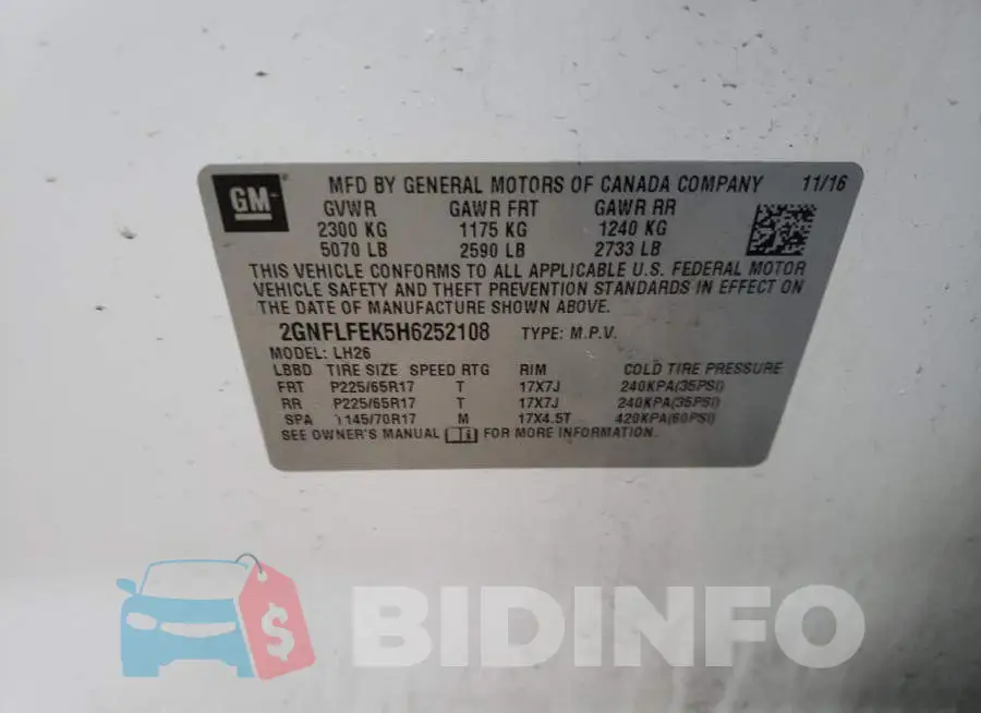 2GNFLFEK5H6252108 Photo# 13