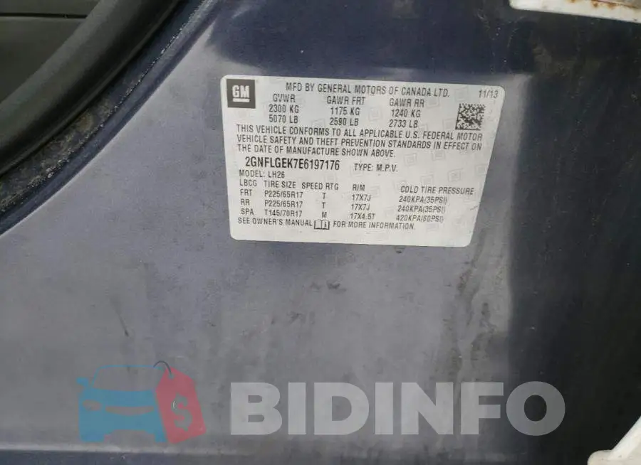 2GNFLGEK7E6197176 Photo# 13