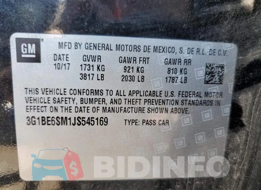 3G1BE6SM1JS545169 Photo# 10
