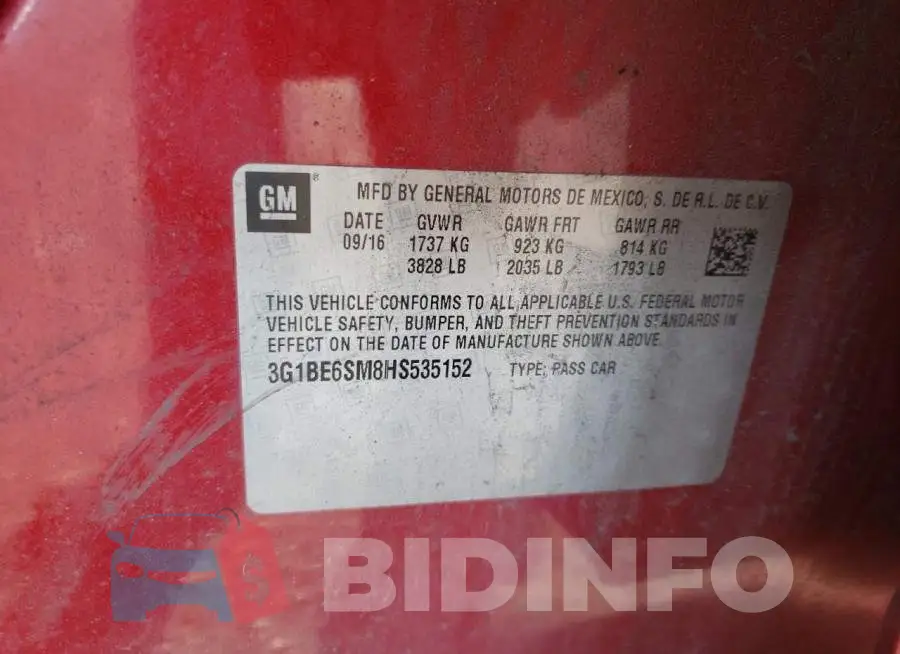 3G1BE6SM8HS535152 Photo# 12