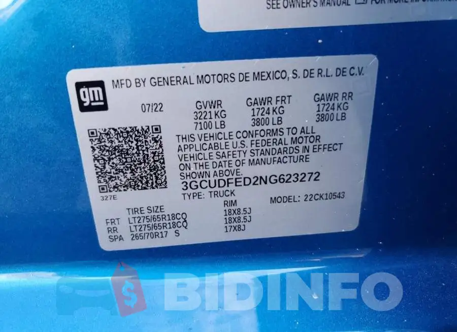 3GCUDFED2NG623272 Photo# 13