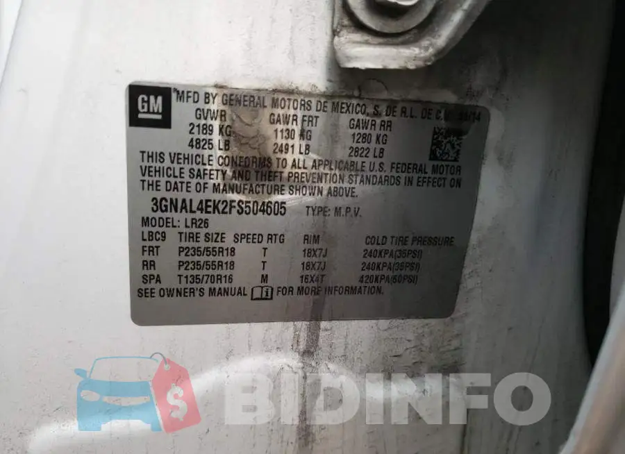 3GNAL4EK2FS504605 Photo# 14