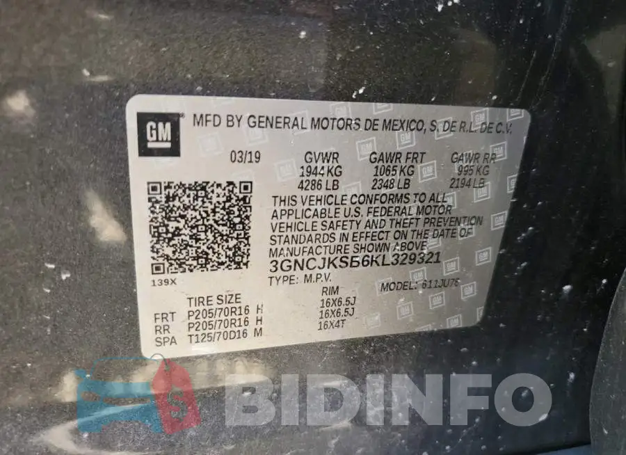 3GNCJKSB6KL329321 Photo# 10