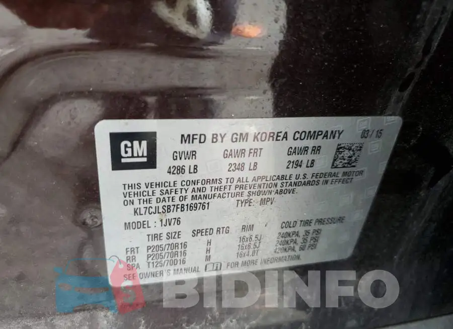 KL7CJLSB7FB169761 Photo# 10