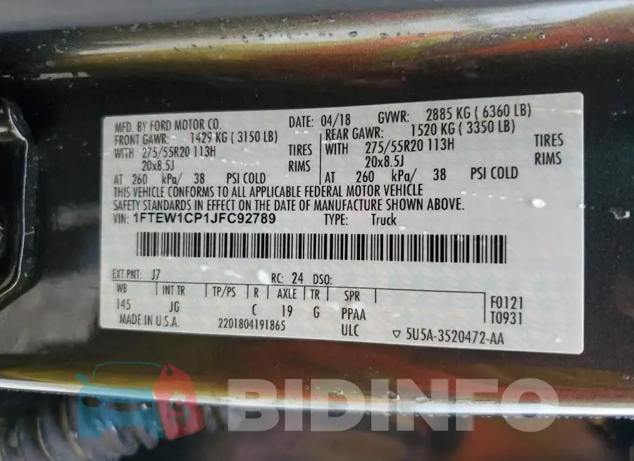 1FTEW1CP1JFC92789 Photo# 13